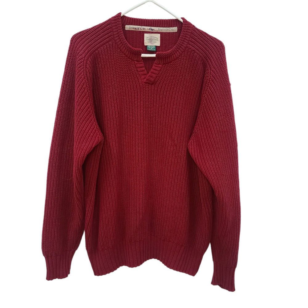 GH Bass & Co Men's Red Cotton Sweater size Medium